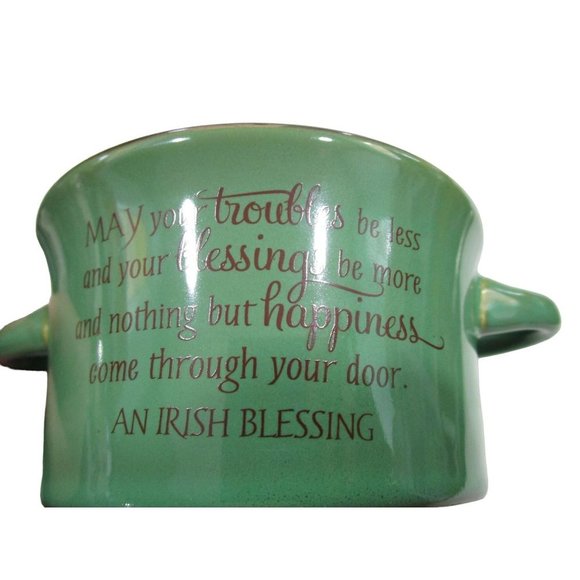 Irish Blessing Covered Soup Stew Bowl Handles Ceramic Spoon New No Box Jozie B - Picture 12 of 15